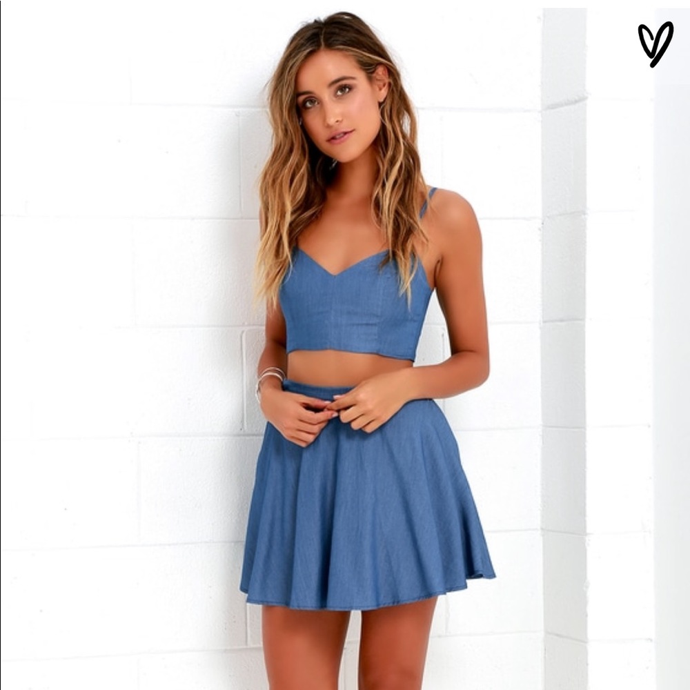 Accompany Me Blue Chambray Two-Piece Dress